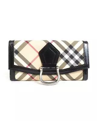 Pre Loved Burberry Canvas Wallet With Timeless Design And Elegant Beige Color  - • $611