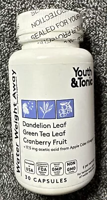 Youth & Tonic Natural Water Weight Away For Swelling Water Retention Belly Bloat • $16.88