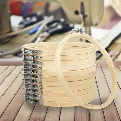 12pcs 6 Inch Wooden Embroidery Hoops Bamboo Circle Cross Stitch Hoop Tools • £4.51