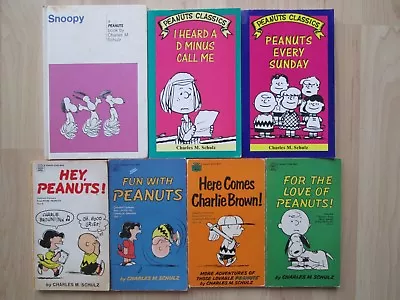 VINTAGE PEANUTS LOT 7~Charles Schulz~CHARLIE BROWN~D MINUS CALL~SNOOPY~SUNDAY~ • $4.98