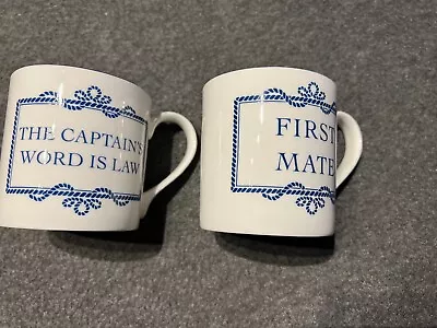 PAIR NEW Boating  Nautical Mugs Captain's Word Is Law & First Mate • £12.99