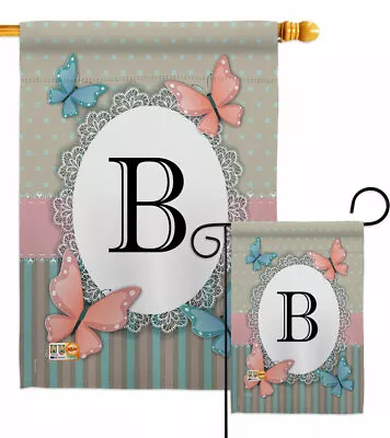 Butterflies B Initial Garden Flag Bugs Frogs Decorative Yard House Banner • $78.95