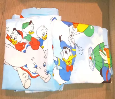 Mickey Air Mobile Huey Dewey Louie Dumbo Twin Sheet Set Flat Fitted Vintage • $26.99