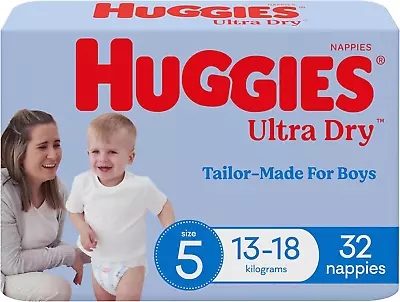 Ultra Dry Nappies Boys Size 5 (13-18Kg) 32 Count • $31.56