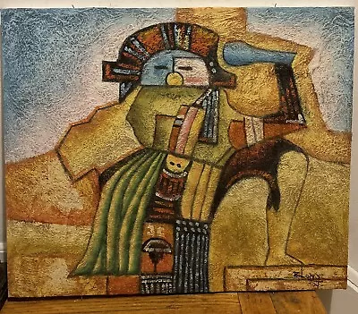 Artist Bill Long Aztec Mayan Kachina Oil Canvas Painting 24”x20” • $150