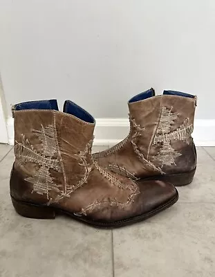 Mark Nason Rock Lives Boots  Leather  Italy Dragon Stitch Sz 12 Distress • $129.99