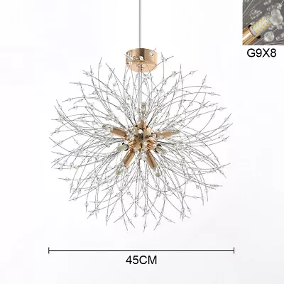 Modern Chandelier Crystal Nickel Sputnik Ceiling Light Firework Pendant Lamp G9 • £39.95