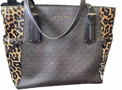 Michael Kors  Tote Bag - Brown & Leopard Print Handbag • $44.99