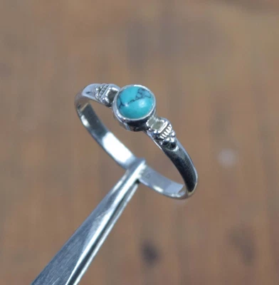 $7.99 • Buy 925 Solid Sterling Silver Blue Turquoise Ring V959