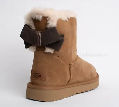 US Size 8 - UGG Women's MINI BAILEY SUEDE BOW In Chestnut • $119