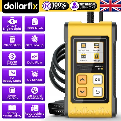 DOLLARFIX EF18 Car OBDII Scanner OBD2 Code Reader Erase Auto Diagnositic Tool • £15.99