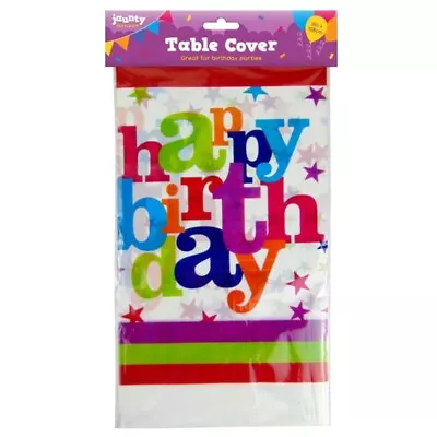 Happy Birthday Party Tablecloth Rectangle Wipe Clean Plastic Disposable Cover • £2.79