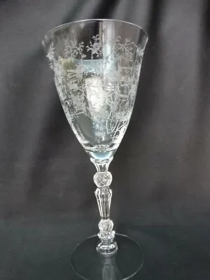 Fostoria Clear Etched Chintz 9.5 Oz  Water Goblet Stem 6026 Excellent Used Cond. • $14