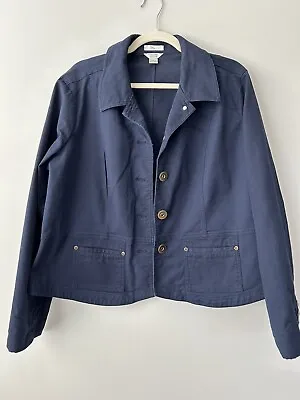 Christopher & Banks Military Style Navy Cropped Jacket Blazer Sz XL • $16.99