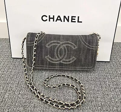 CHANEL Denim CC Zip Wallet On Chain Crossbody Bag Customised WOC • $999