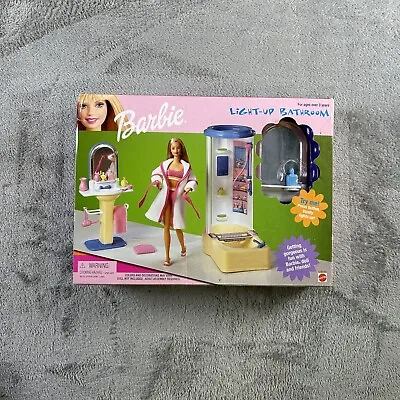 RARE 1999 Mattel 67555-95 Barbie Doll Light-Up Bathroom Playset Sealed • $39.99