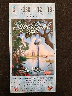 Super Bowl XXXI Ticket Stub 1/26/1997 Green Bay Packers Patriots Blue Variant • $59.99