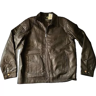 Refinery Republic Black Faux Leather Large Full Zip Motorcycle Jacket MSRP $49 • $39.98