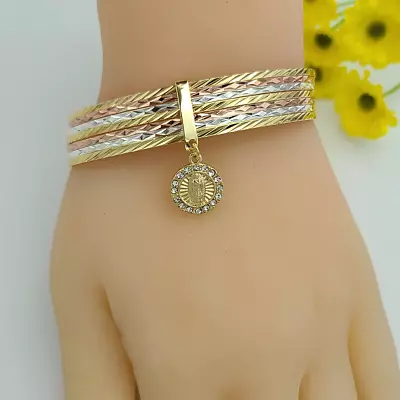 Brazalete Para Mujer Encanto Tricolor Oro Chapado Pulsera Virgen De Guadalupe 6  • $33.99