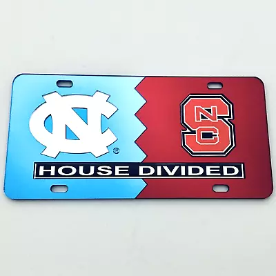 UNC NC State House Divided License Plate Tar Heels Wolfpack Mirrored Car Tag • $18.69