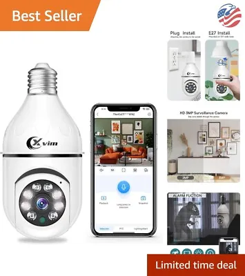 $31.34 • Buy Light Bulb Camera - 3MP Security Camera - 360° Pan/Tilt - Night Vision - Motion
