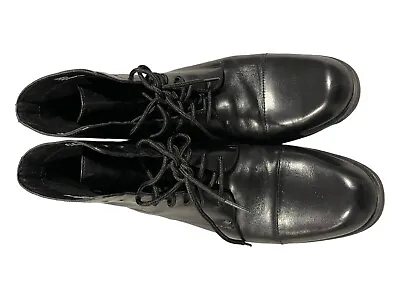 Born Men’s Classic Ankle Cap Toe Lace Up Boots Black Leather Size 10/44 • $40.03