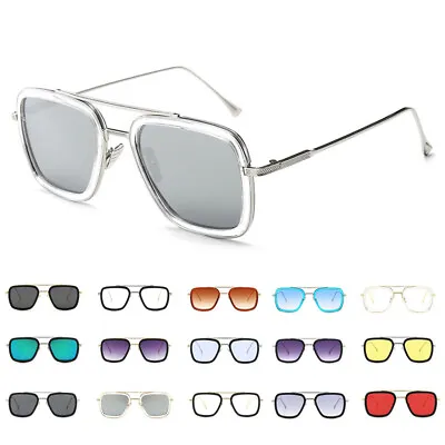 Retro Unisex Sunglasses Square Vintage Metal Fashion Sun Glasses UV400 Eyewear • $10.59