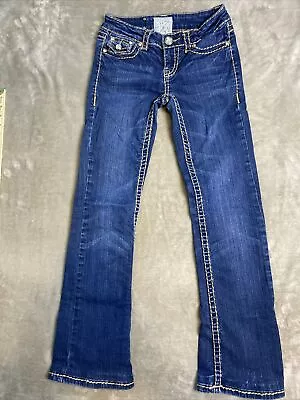 LA Idol USA Jeans Skinny Thick Stitching Rhinestones Medium Blue Wash Size 1 • $29.99