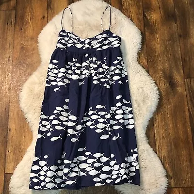 J.Crew “Martine School Of Fish” Nautical Navy Empire Waist Dress XS • $15.99