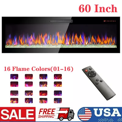 60  Electric Fireplace Wall-Mounted Recessed Fireplace Heater W/ Remote Control • $275.99