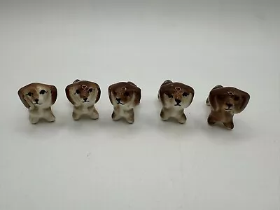 Set Of 5 Vintage Miniature Dachshund Wiener Dog Figurines Porcelain Bone 1.5  • $12.99