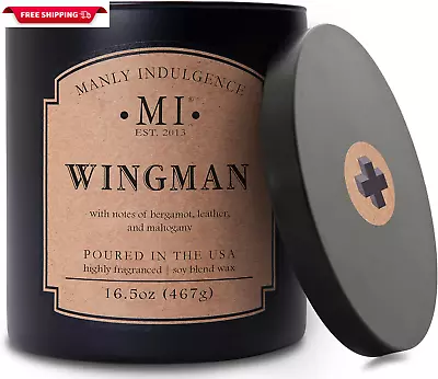 Wingman Scented Candle For Men 16.5 Oz | 2 Wick & 2X Intense Fragrance | Bergamo • $25.71