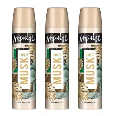 Impulse Hint Of Musk Jasmine And Rose Fragrance Deodorant Spray 75ml X 3 • £7.38
