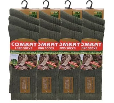 12 Pairs Combat Mens Long Army Socks Thermal Military Hiking  Socks Size 6-11 • £19.99