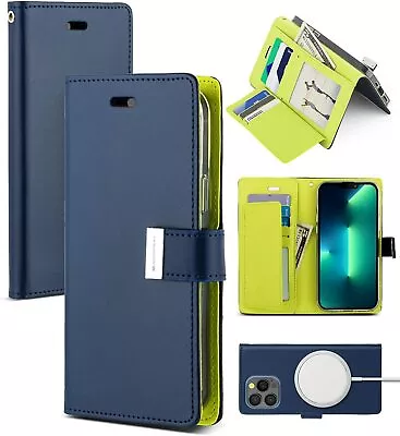 For IPhone 15 14 13 12 11 Pro Max Mini XS XR Leather Flip Wallet Case Card Cover • $12.99