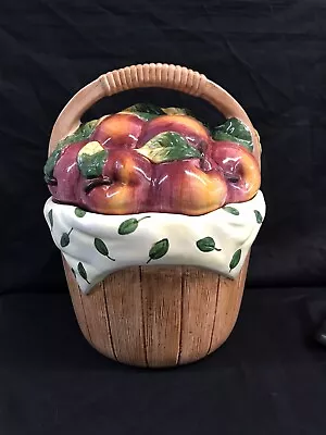 Cooks Club Basket Of Apples Cookie Jar 11 In Cottage Core Kitchen Country Rare • $28