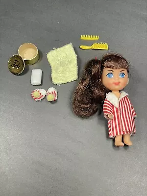 Vintage Mattel Liddle Kiddles SOAPY SIDDLE Kiddle Doll With Talc Towel Brushes • $35