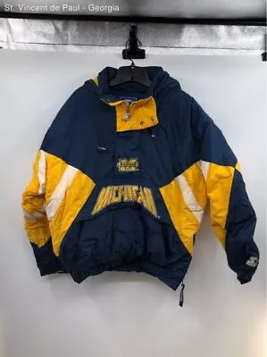 Men's Starter Navy & Yellow Vintage 1/4 Zip Michigan Wolverines Jacket - Size M • $69.99