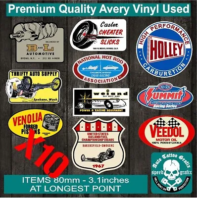 Vintage Hot Rod Decal Sticker Gift Pack X10 Car Toolbox Isky Bonneville Decal • $18