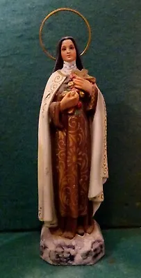 ST THERESE OF LISIEUX W/ CRUCIFIX & ROSES Vtg 1940's PLASTER 212mm FIGURE STATUE • $77.50