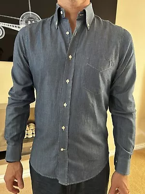 GANT RUGGER Men Indigo Long Sleeve Casual Solid Shirt Size Small • £29