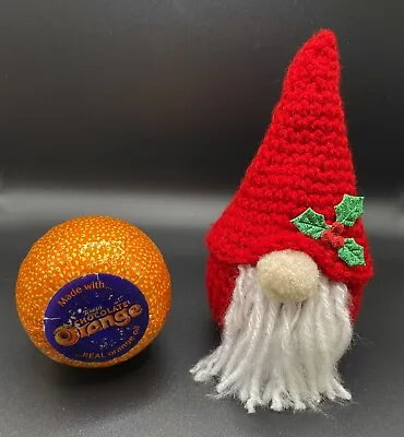 £3.10 • Buy Christmas Gnome Gonk Chocolate Orange Cover Hand Knitted Crocheted.