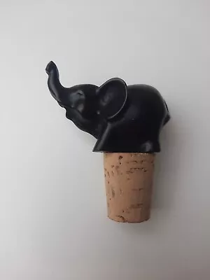 Vintage Hand Carved Painted Elephant Wine Bottle Stopper Saver Decorative • $9.95