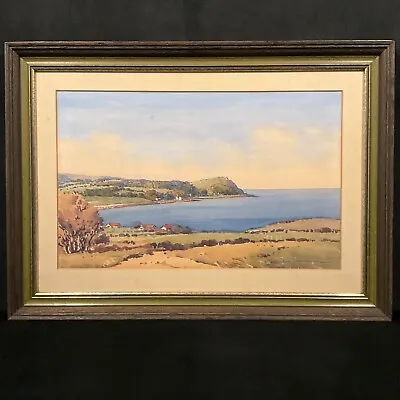 Vintage Framed Original Seascape Watercolor  Antrim Coast  By Samuel Mclarnon • $340