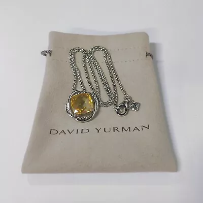 $99.87 • Buy David Yurman Sterling Silver Box Chain Charm Pendant Necklace With Citrine
