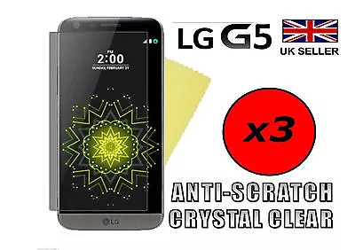 3x HQ CRYSTAL CLEAR HD SCREEN PROTECTOR COVER SAVER LCD FILM GUARD FOR LG G5 • £3.28