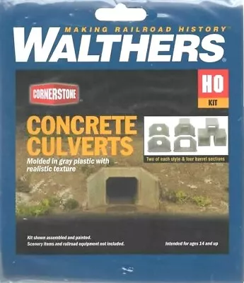 HO Scale Walthers Cornerstone 933-4558 Concrete Culverts Kit • $21.23