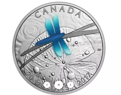  2017 $20 Fine Silver Coin Nature's Adornments - Niobium Dragonfly • $108.28