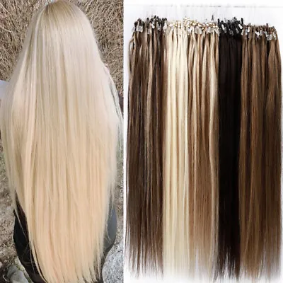 THICK 100% Remy Human Hair Extensions Micro Loop Tips Ring Bead 1G / 0.5G 300PCS • $87.24