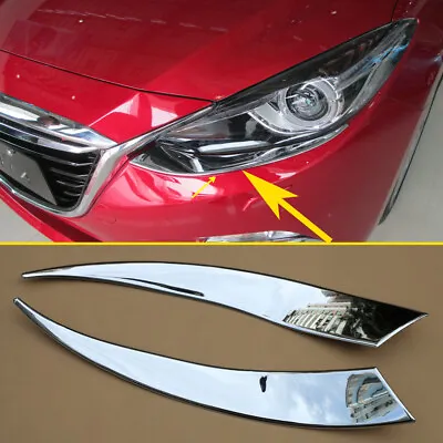 Chrome Head Light Trims For Mazda3 BM 2014-2016 Headlight Strips Accessories • $27.10